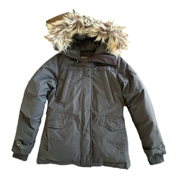 Ecko Red down & feather filled black parka size small EUC - Picture 4 of 15